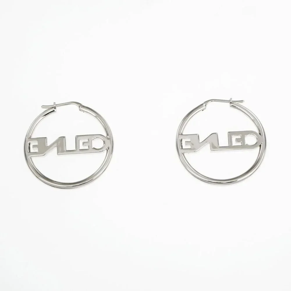 Celine Earrings Hoop Earrings Crystal Silver Color Pair Accessories - Picture 2 of 10